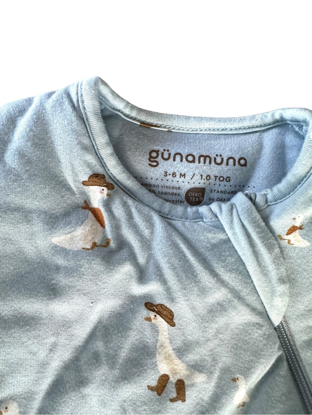 Gunamuna Long Sleeve Transitional Swaddle Sack, Cowboy Goose, 3-6 Months, Tog 1 - Picture 6 of 11